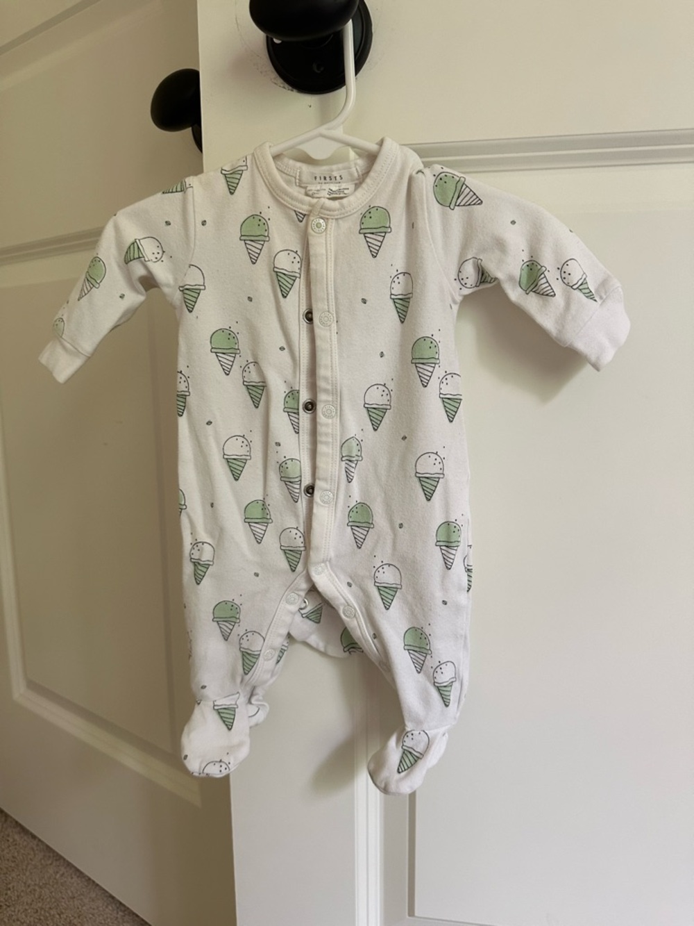 Firsts by Petit Lem Baby Green Ice Cream Print One-Piece Footie